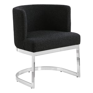 Best Quality Furniture Single Chair with Black Boucle Fabric and Chrome Base