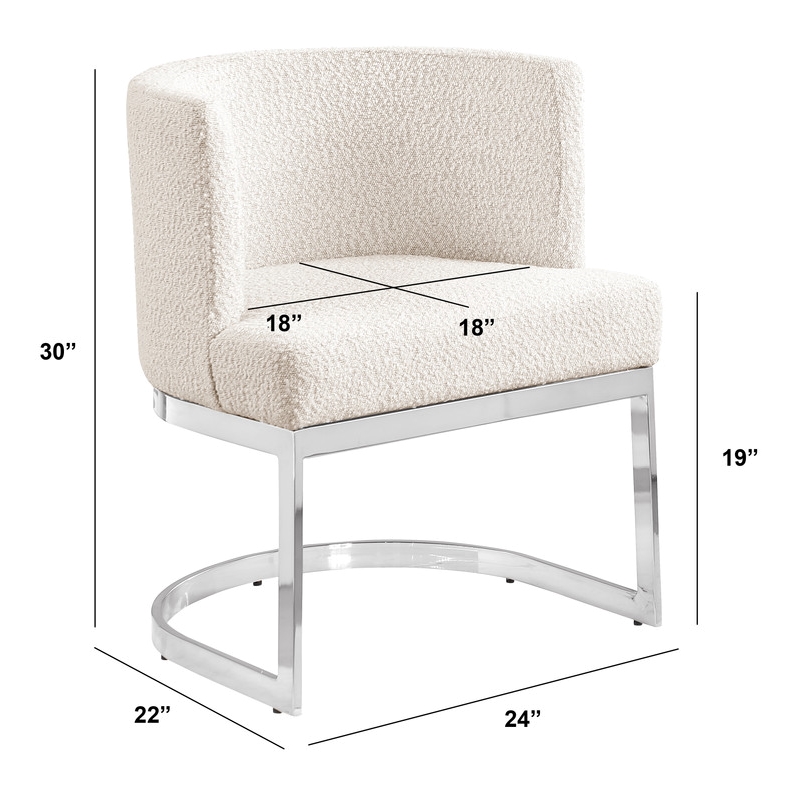 Best Quality Furniture Single Chair with Cream Boucle Fabric and Chrome Base
