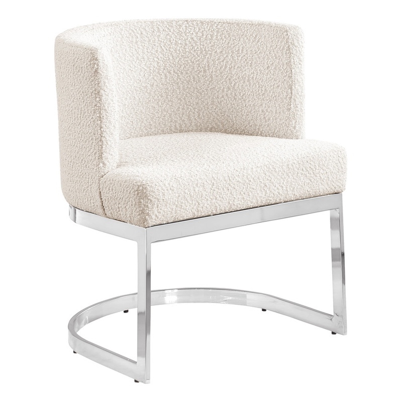 Best Quality Furniture Single Chair with Cream Boucle Fabric and Chrome Base