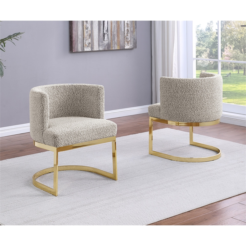Best Quality Furniture Single Chair with Gray Boucle Fabric and Chrome Base