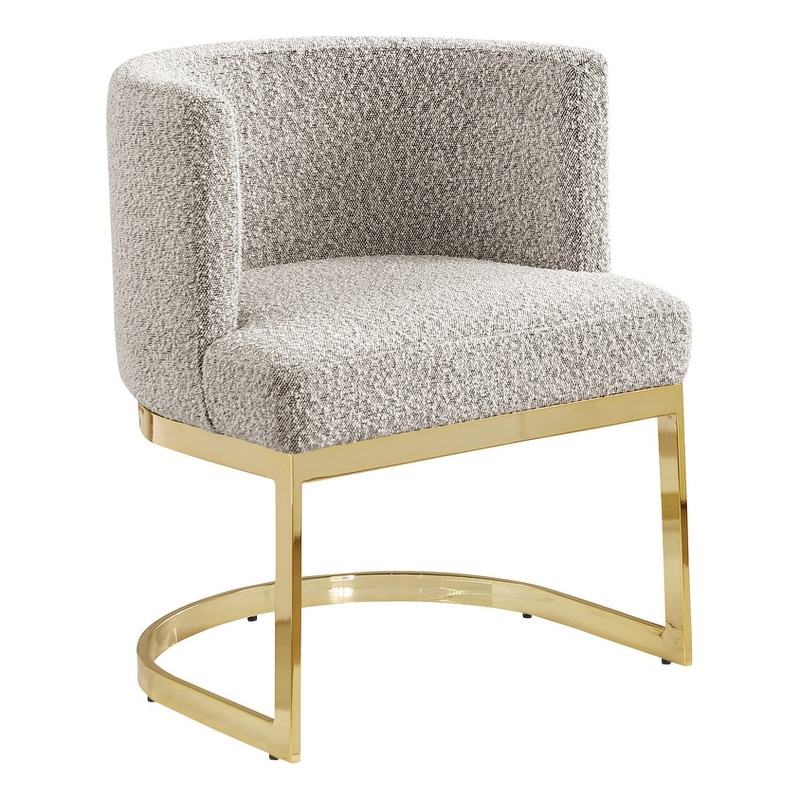 Best Quality Furniture Single Chair with Gray Boucle Fabric and Chrome Base