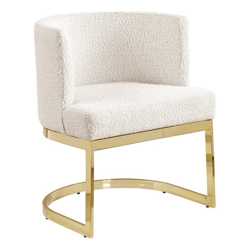 Best Quality Furniture Single Chair with Cream Boucle Fabric and Chrome Base