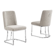 Best Quality Furniture Gray Boucle Fabric Side Chairs with Chrome Sled Base