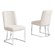 Best Quality Furniture Cream Boucle Fabric Side Chairs with Chrome Sled Base