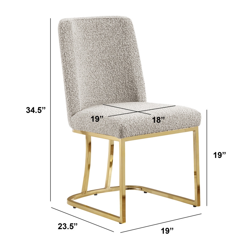 Best Quality Furniture Gray Boucle Fabric Side Chairs with Chrome Sled Base