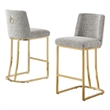 Best Quality Furniture Rich Gray Boucle Fabric Barstools with Chrome Base