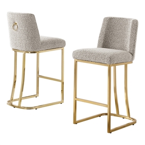 Best Quality Furniture Gray Boucle Fabric Barstools with Chrome Base
