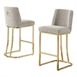 Best Quality Furniture Gray Boucle Fabric Barstools with Chrome Base