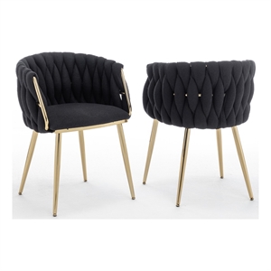 Best Quality Furniture Braided Accent Chairs in Black Teddy Boucle Fabric