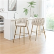Best Quality Furniture Braided Barstools in Cream Teddy Boucle Fabric