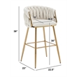 Best Quality Furniture Braided Barstools in Cream Teddy Boucle Fabric