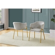 Best Quality Furniture Gray Linen Fabric Side Chairs with Gold Chrome Base