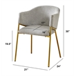 Best Quality Furniture Gray Linen Fabric Side Chairs with Gold Chrome Base