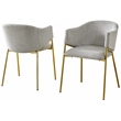 Best Quality Furniture Gray Linen Fabric Side Chairs with Gold Chrome Base