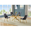 Best Quality Furniture Round Clear Glass Dining Table with Velvet Side Chairs