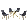 Best Quality Furniture Round Clear Glass Dining Table with Velvet Side Chairs