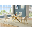 Best Quality Furniture Round Clear Glass Dining Table with Velvet Side Chairs