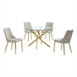 Best Quality Furniture Round Clear Glass Dining Table with Velvet Side Chairs