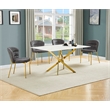 Best Quality Furniture Rectangular White Faux Marble Glass Dining Set