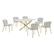 Best Quality Furniture Rectangular White Faux Marble Glass Dining Set