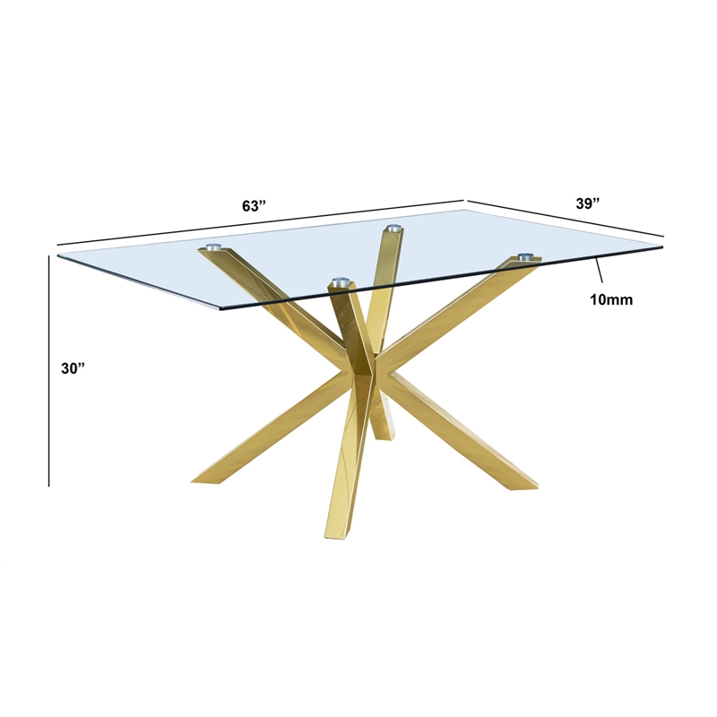 Best Quality Furniture Rectangular Clear Glass Dining Set with Linen Chairs