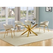 Best Quality Furniture Rectangular Clear Glass Dining Set with Linen Chairs