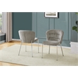 Best Quality Furniture Gray Fluffy Checker Textured Fabric Side Chairs