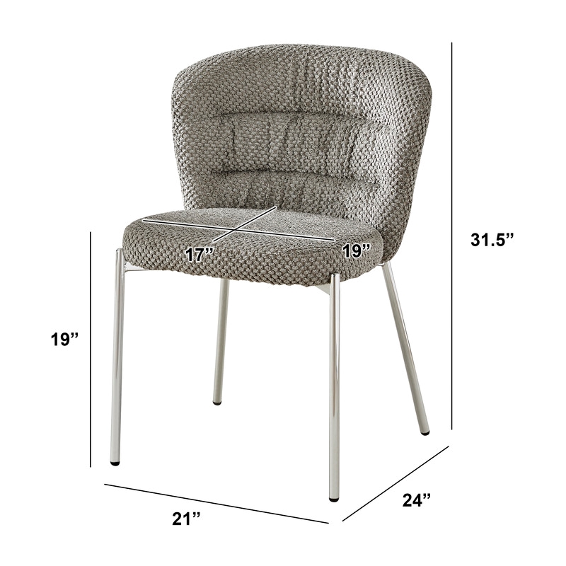 Best Quality Furniture Gray Fluffy Checker Textured Fabric Side Chairs
