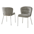 Best Quality Furniture Gray Fluffy Checker Textured Fabric Side Chairs