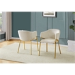 Best Quality Furniture Beige Linen Fabric Side Chairs with Gold Chrome Base