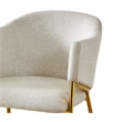 Best Quality Furniture Beige Linen Fabric Side Chairs with Gold Chrome Base