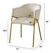 Best Quality Furniture Beige Linen Fabric Side Chairs with Gold Chrome Base