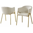 Best Quality Furniture Beige Linen Fabric Side Chairs with Gold Chrome Base