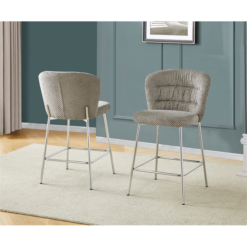 Best Quality Furniture Gray Fluffy Checker Textured Fabric Counter Chairs