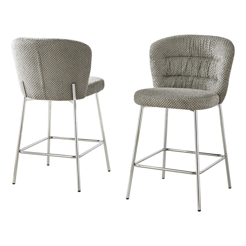 Best Quality Furniture Gray Fluffy Checker Textured Fabric Counter Chairs