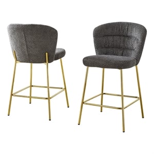 Best Quality Furniture Dark Gray Fluffy Checker Textured Fabric Counter Chairs