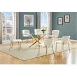 Best Quality Furniture Rectangular Clear Glass Dining Set with Fluffy Chairs