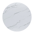 Best Quality Furniture Circle White Faux Marble Glass Dining Set w Linen Chairs
