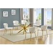 Best Quality Furniture Rectangular Clear Glass Dining Set with Fluffy Chairs