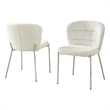 Best Quality Furniture Cream Fluffy Checker Textured Fabric Side Chairs