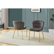 Best Quality Furniture Dark Gray Fluffy Checker Textured Fabric Side Chairs