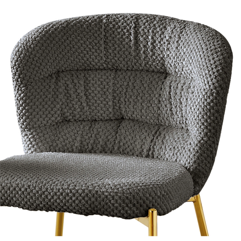 Best Quality Furniture Dark Gray Fluffy Checker Textured Fabric Side Chairs