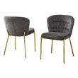 Best Quality Furniture Dark Gray Fluffy Checker Textured Fabric Side Chairs
