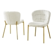 Best Quality Furniture Cream Fluffy Checker Textured Fabric Side Chairs