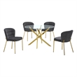 Best Quality Furniture Circular Clear Tempered Glass Dining Set w Fluffy Chairs