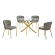 Best Quality Furniture Circular Clear Tempered Glass Dining Set w Fluffy Chairs