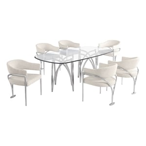 Best Quality Furniture 78&quot x 42&quot Rounded Rectangular Clear Glass Dining Set