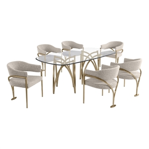 Best Quality Furniture 78&quot x 42&quot Rounded Rectangular Clear Glass Dining Set