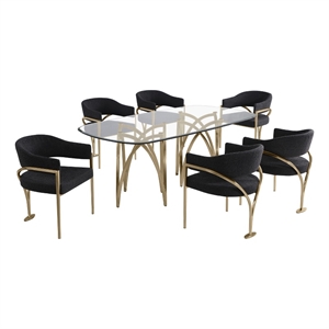Best Quality Furniture 78&quot x 42&quot Rounded Rectangular Clear Glass Dining Set