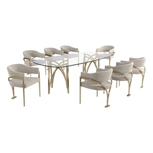 Best Quality Furniture 94&quot x 46&quot Rounded Rectangular Clear Glass Dining Set